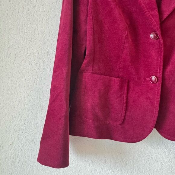 Talbots Woman’s Velvet Blazer Jacket 12P Burgundy One Button Holiday Career - Picture 2 of 6